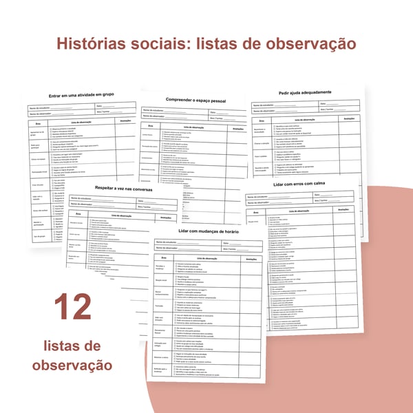 Situações sociais na escola: 12 listas de observação | PDF + PowerPoint