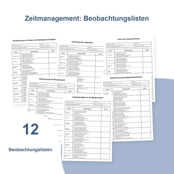Zeitmanagement in der Schule: 12 Beobachtungslisten | PDF + PowerPoint