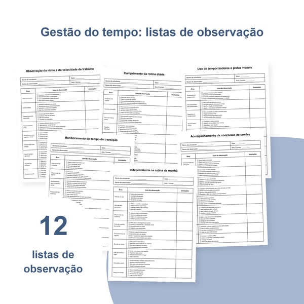 Gestão do tempo escolar: 12 listas de observação | PDF + PowerPoint