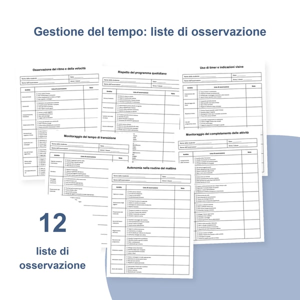 Gestione del tempo scolastico: 12 liste di osservazione | PDF + PowerPoint
