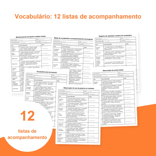Desenvolvimento do vocabulário: 12 listas de observação | PDF + PowerPoint