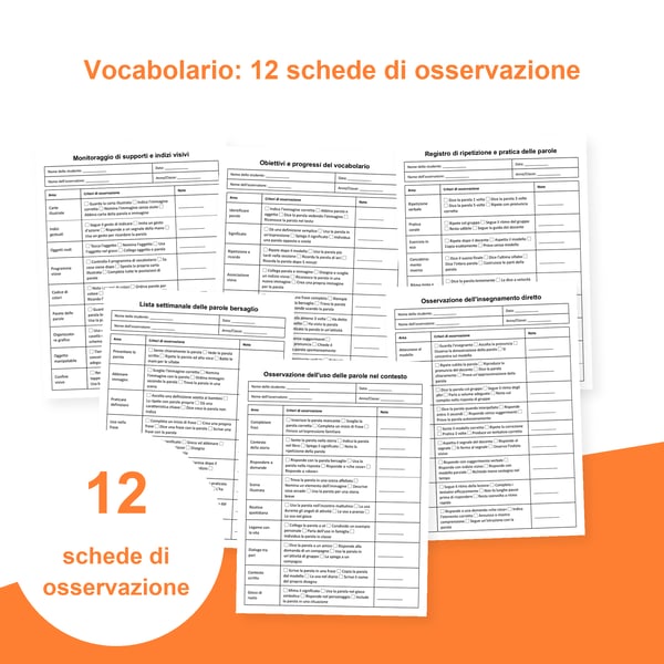 Sviluppo del vocabolario: 12 liste di osservazione | PDF + PowerPoint