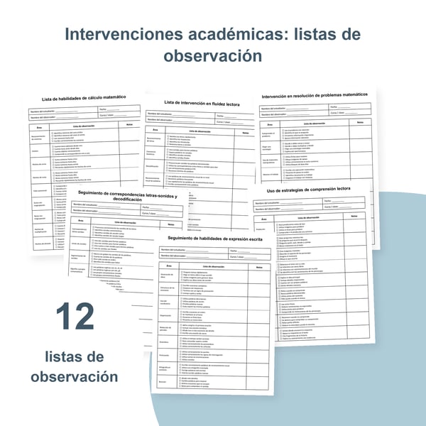 Intervenciones escolares: 12 listas de observación del aprendizaje | PDF + PowerPoint