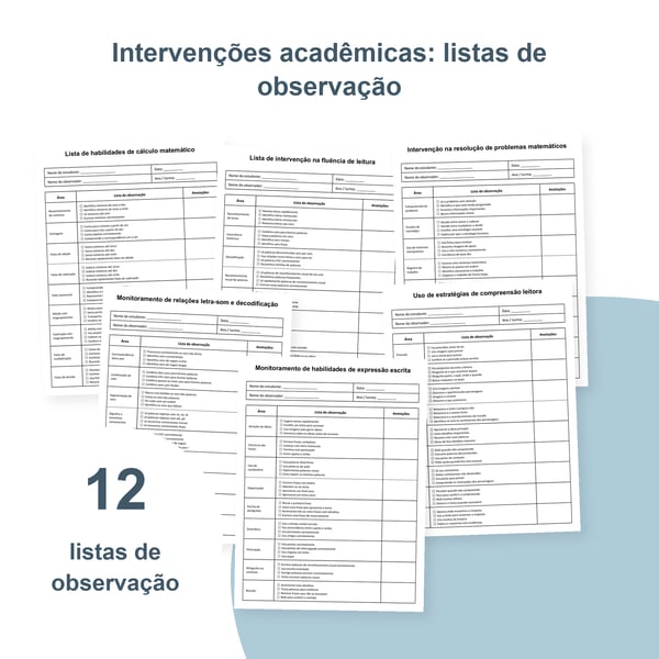 Intervenções escolares: 12 listas de observação da aprendizagem | PDF + PowerPoint