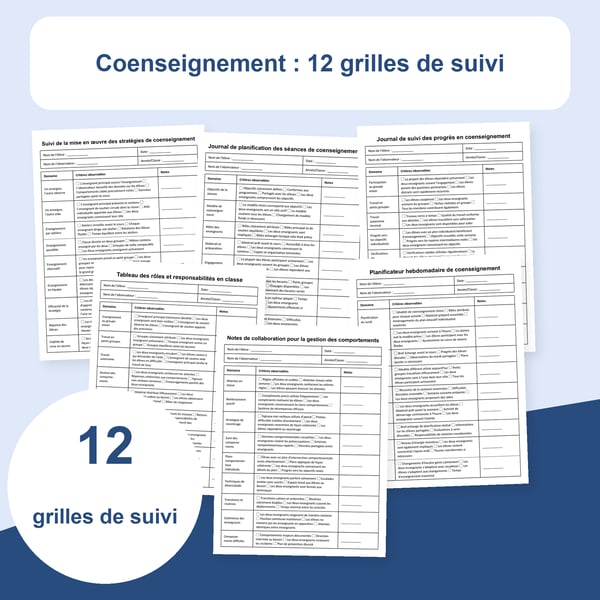 Coenseignement : 12 listes d’observation de la collaboration | PDF + PowerPoint