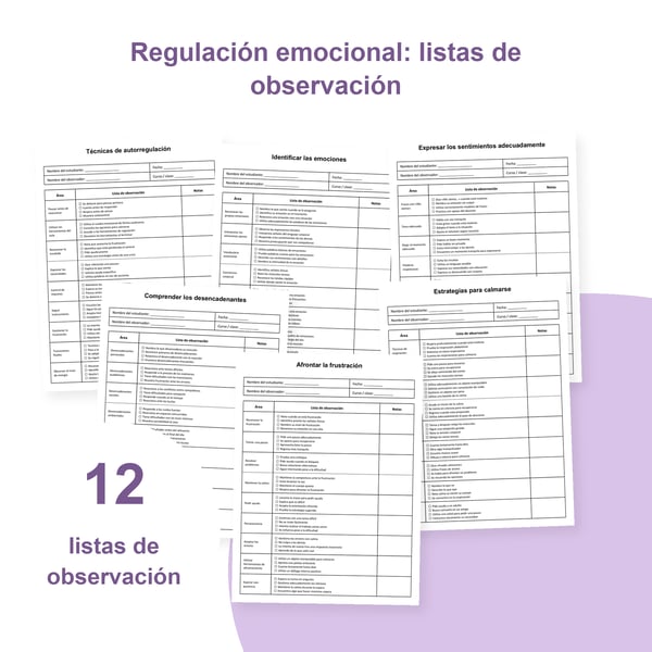 Regulación emocional en la escuela: 12 listas de observación | PDF + PowerPoint