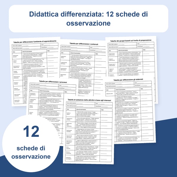 Differenziazione didattica: 12 liste di osservazione | PDF + PowerPoint