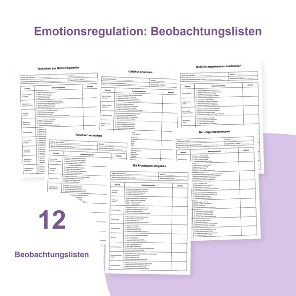 Emotionsregulation in der Schule: 12 Beobachtungslisten | PDF + PowerPoint