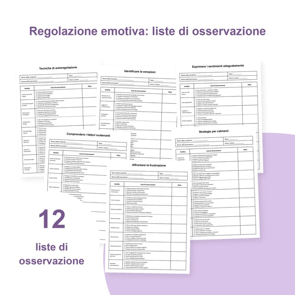 Regolazione emotiva a scuola: 12 liste di osservazione | PDF + PowerPoint