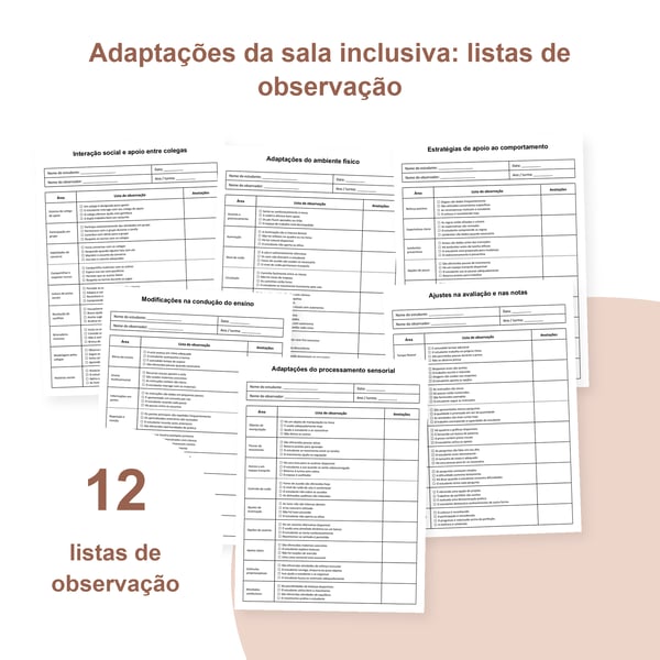 Sala inclusiva: 12 listas de observação de adaptações | PDF + PowerPoint
