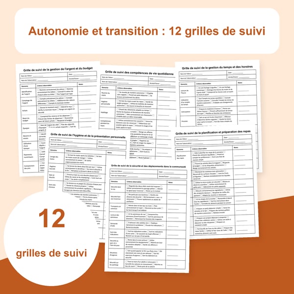 Compétences de vie et transition : 12 listes d’observation | PDF + PowerPoint