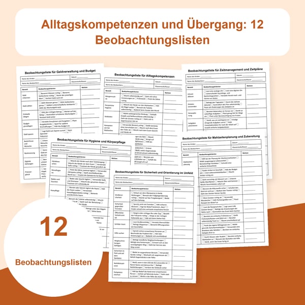 Alltagskompetenzen und Übergänge: 12 Beobachtungslisten | PDF + PowerPoint