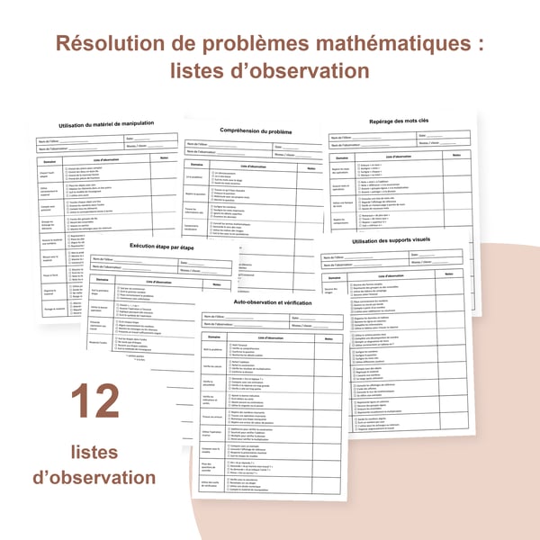 Résolution de problèmes mathématiques : 12 listes d’observation | PDF + PowerPoint