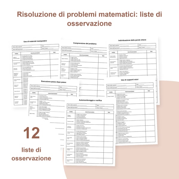 Risoluzione di problemi matematici: 12 liste di osservazione | PDF + PowerPoint