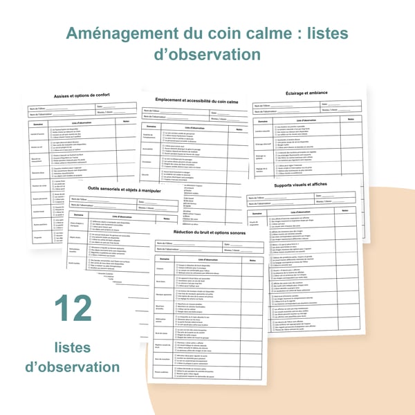 Coin calme en classe : 12 listes d’observation | PDF + PowerPoint