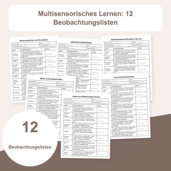 Multisensorisches Lernen: 12 Beobachtungslisten | PDF + PowerPoint