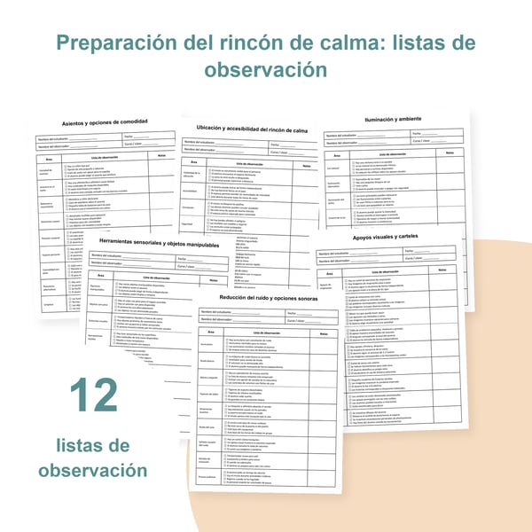 Rincón de calma en clase: 12 listas de observación | PDF + PowerPoint