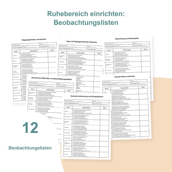 Ruhebereich im Klassenraum: 12 Beobachtungslisten | PDF + PowerPoint