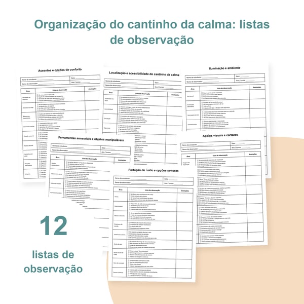 Cantinho da calma na sala: 12 listas de observação | PDF + PowerPoint