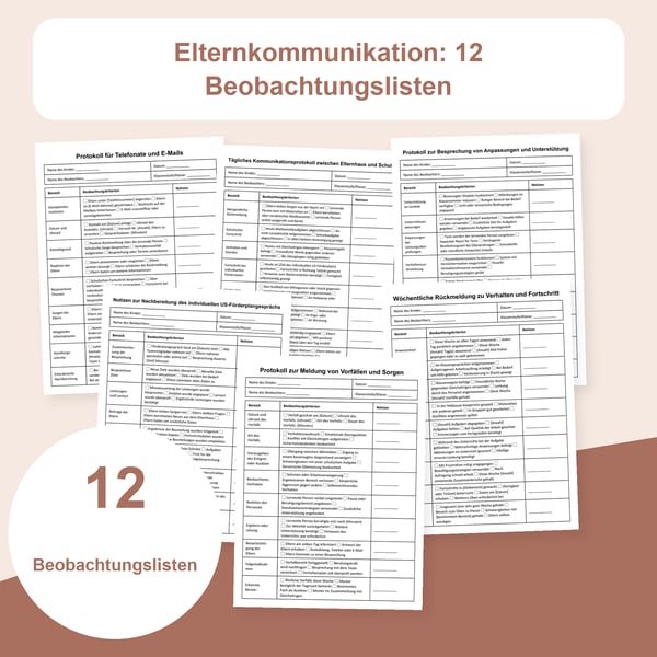 Kommunikation mit Familien: 12 Beobachtungslisten | PDF + PowerPoint