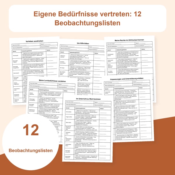 Selbstvertretung in der Schule: 12 Beobachtungslisten | PDF + PowerPoint