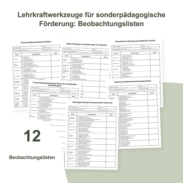 Sonderpädagogischer Alltag: 12 Beobachtungslisten | PDF + PowerPoint