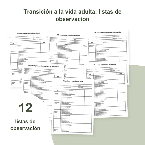 Transición a la vida adulta: 12 listas de observación | PDF + PowerPoint