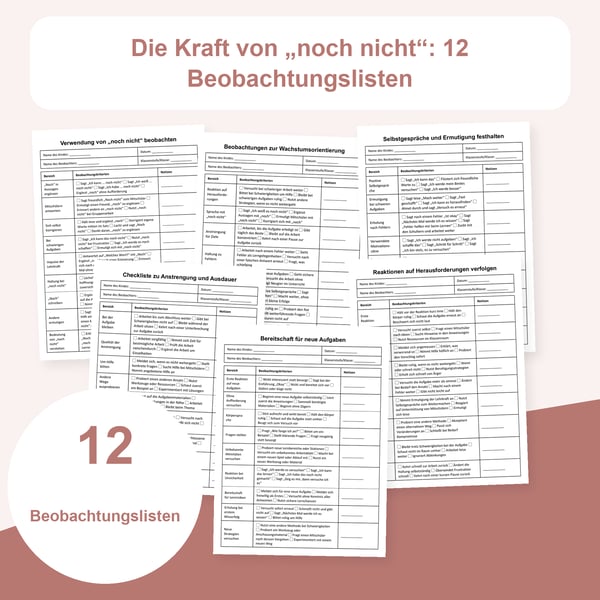 Die Kraft von «noch nicht»: 12 Beobachtungslisten | PDF + PowerPoint