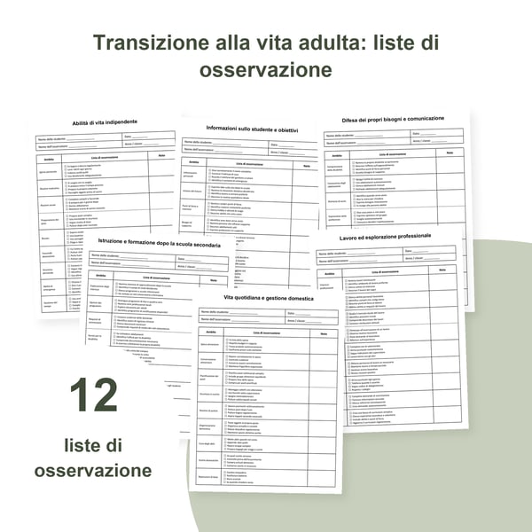 Transizione alla vita adulta: 12 liste di osservazione | PDF + PowerPoint