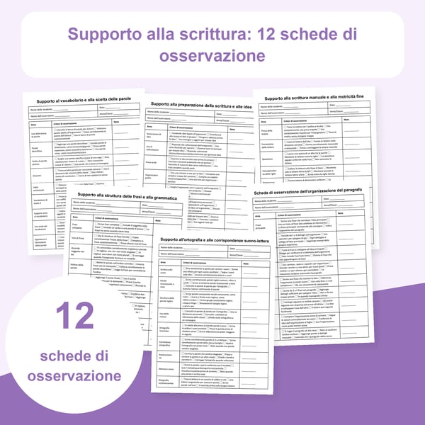 Scrittura e supporti: 12 liste di osservazione | PDF + PowerPoint