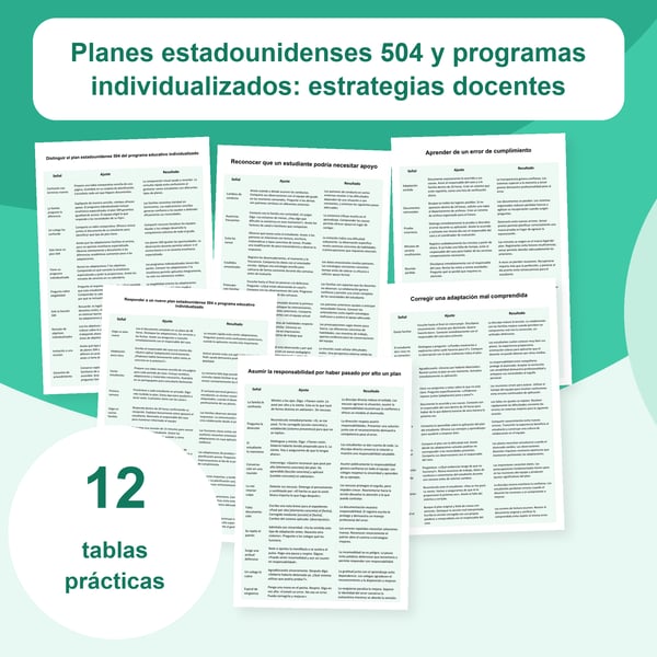 Planes estadounidenses 504 e individualizados: 12 tablas | PDF + PowerPoint