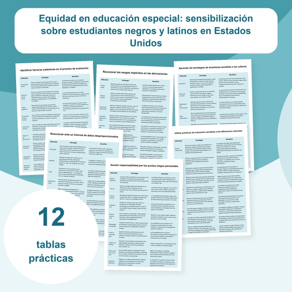 Equidad en educación especial en Estados Unidos: 12 tablas | PDF + PowerPoint