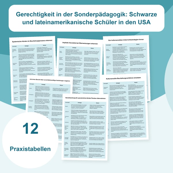Gerechtigkeit in der Sonderpädagogik in den USA: 12 Tabellen | PDF + PowerPoint