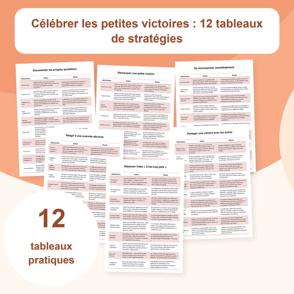 Petites victoires : 12 tableaux de stratégies | PDF + PowerPoint