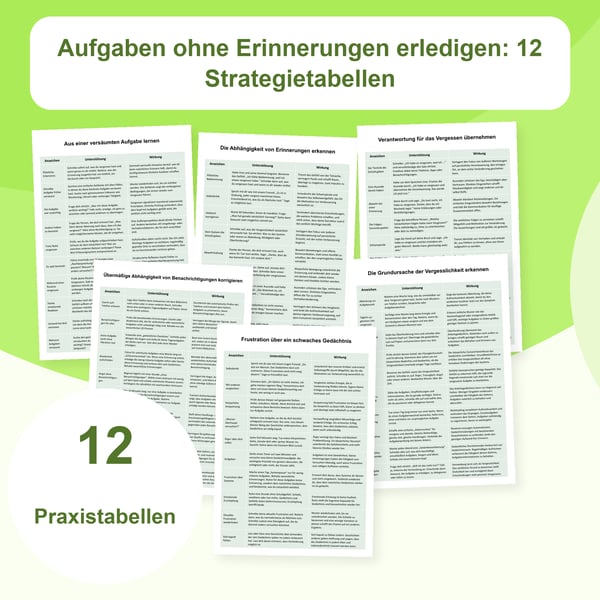 Aufgaben und Erinnerungen: 12 Strategietabellen | PDF + PowerPoint
