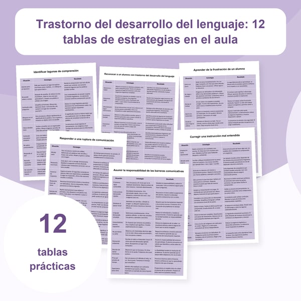 Trastorno del desarrollo del lenguaje: 12 tablas de estrategias | PDF + PowerPoint
