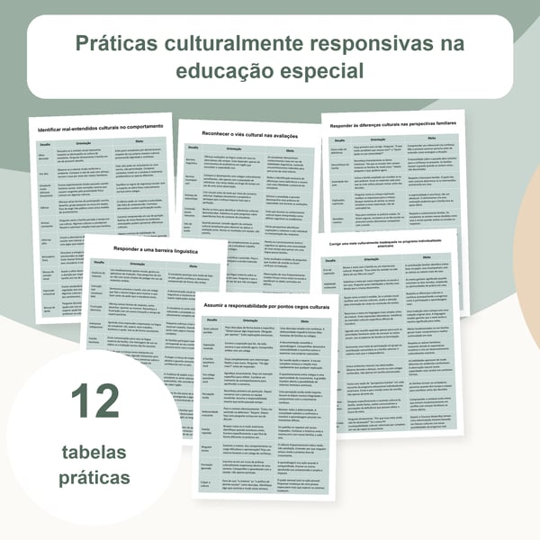 Práticas culturalmente responsivas na educação especial: 12 tabelas | PDF + PowerPoint