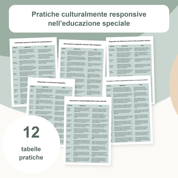 Pratiche attente alla cultura nell’educazione speciale: 12 tabelle | PDF + PowerPoint