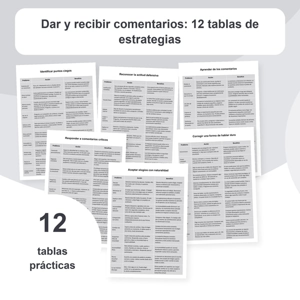 Dar y recibir comentarios: 12 tablas de estrategias | PDF + PowerPoint