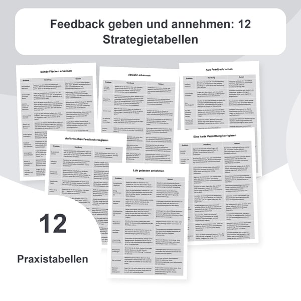Feedback geben und annehmen: 12 Strategietabellen | PDF + PowerPoint