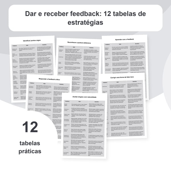 Dar e receber feedback: 12 tabelas de estratégias | PDF + PowerPoint