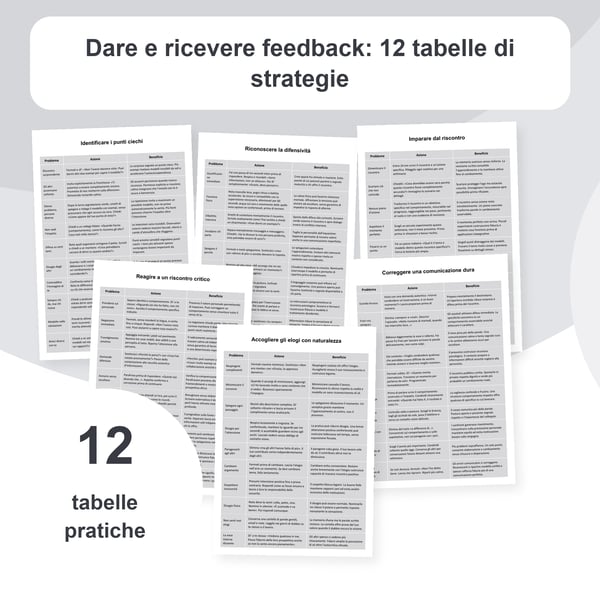 Dare e ricevere riscontri: 12 tabelle di strategie | PDF + PowerPoint
