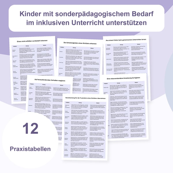 Schüler in inklusiven Klassen unterstützen: 12 Strategietabellen | PDF + PowerPoint