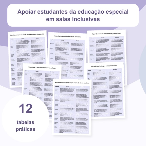 Apoiar estudantes em salas inclusivas: 12 tabelas de estratégias | PDF + PowerPoint