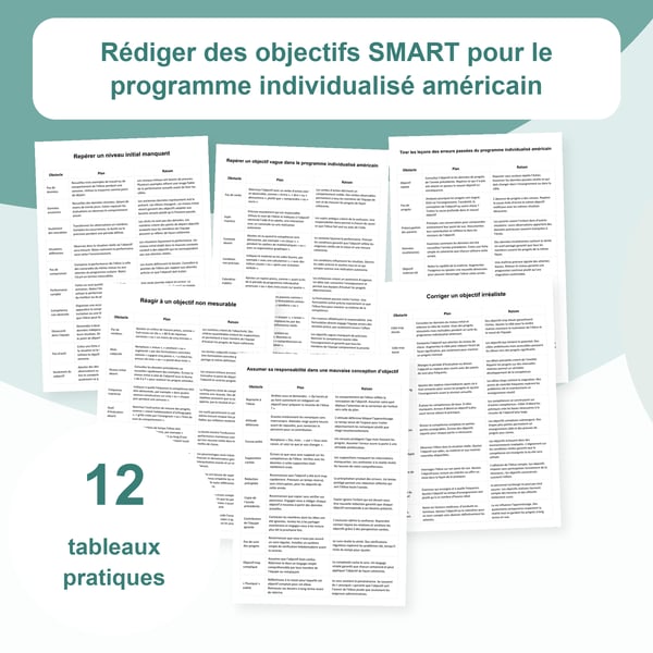 Objectifs SMART du programme individualisé américain : 12 tableaux | PDF + PowerPoint