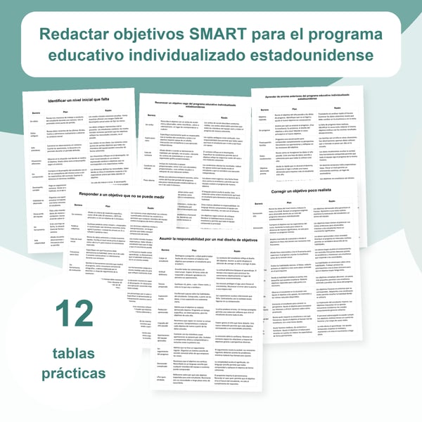 Metas SMART del programa individualizado estadounidense: 12 tablas | PDF + PowerPoint