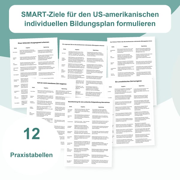SMART-Ziele im US-Förderplan: 12 Strategietabellen | PDF + PowerPoint