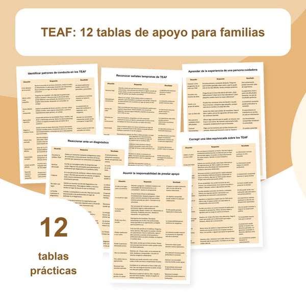 Trastornos del espectro alcohólico fetal: 12 tablas de apoyo familiar | PDF + PowerPoint