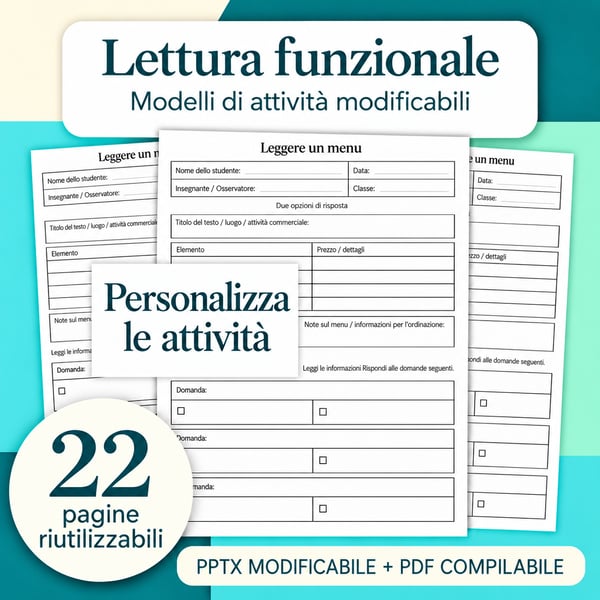 Lettura funzionale: 22 modelli modificabili | PDF compilabile + PowerPoint