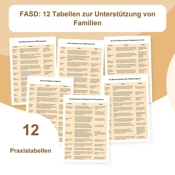 Fetale Alkoholspektrumstörungen: 12 Tabellen zur Familienunterstützung | PDF + PowerPoint